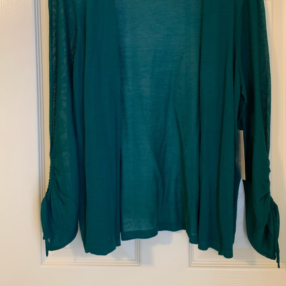 Chico’s ruched sleeve open cardigan 3/4 sleeves size 1